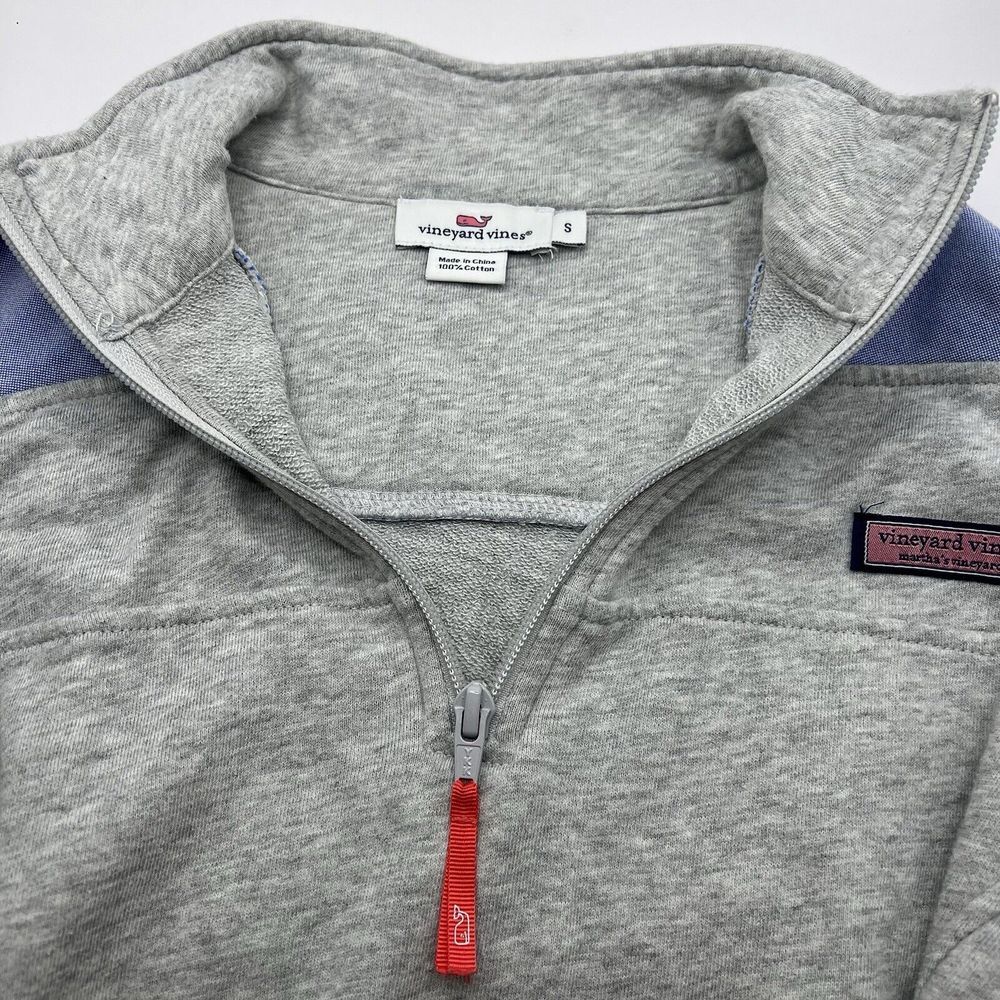 Vineyard Vines Shep Shirt Grey Blue 1/4‎ Zip Small S Sweatshirt Top Pullover